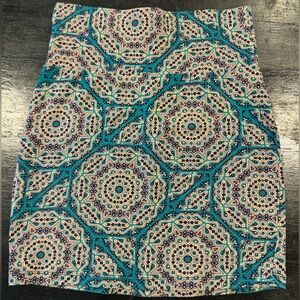 4/$15 Charlotte Russe Teal Peach and Cream Geometric Stretch Mini Skirt
